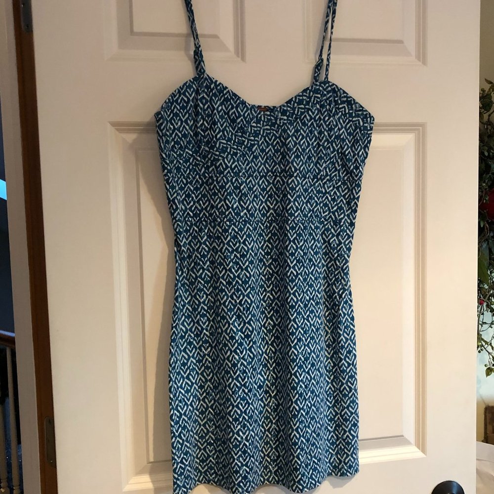 NWT Free People Blue & White Printed Mini Dress SZ Lg
